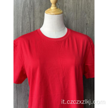 T-shirt a collo rotondo a colore solido di cotone puro